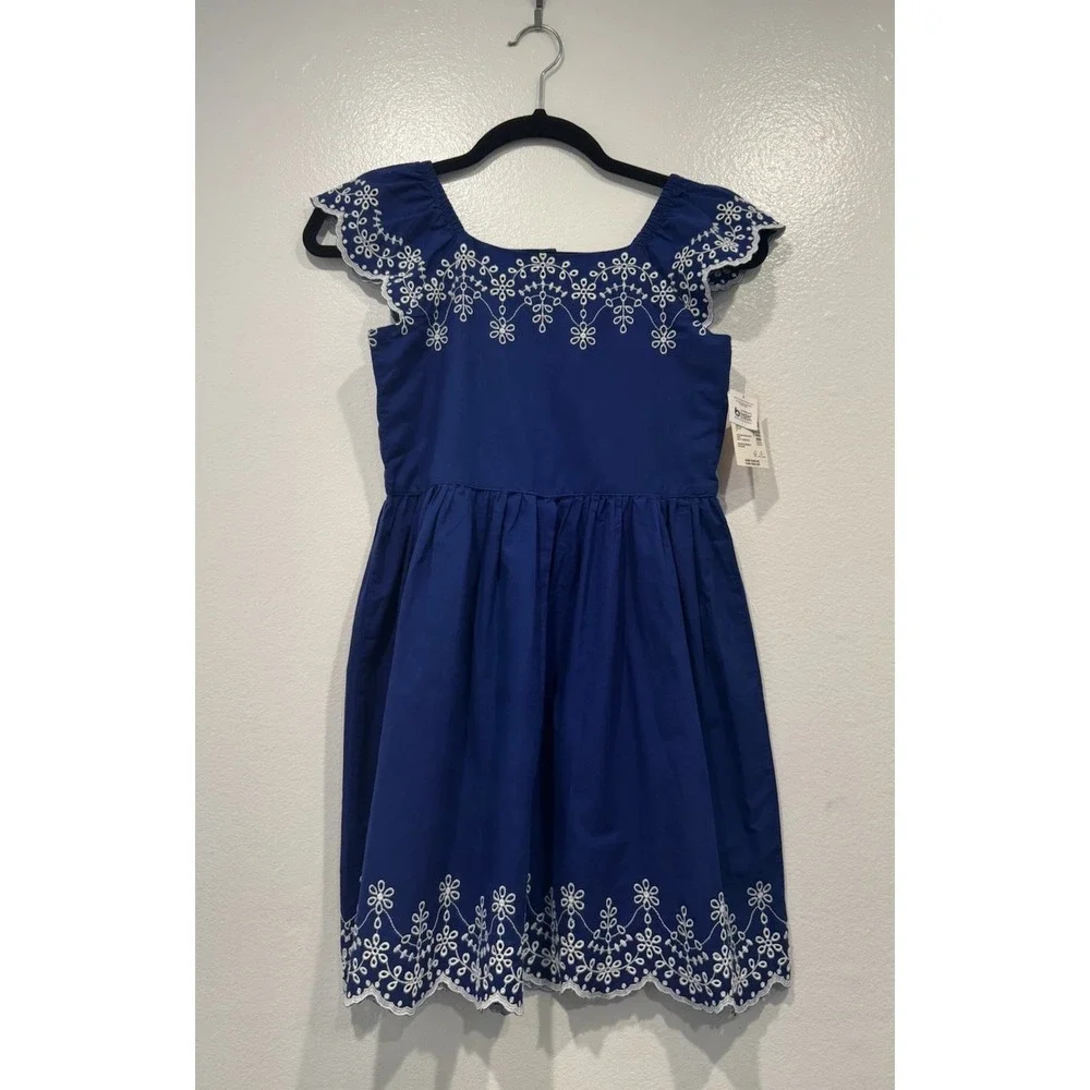Gymboree Blue Eyelet Dress Girls Size 10 Preppy Cottage Coastal Wedding Guest